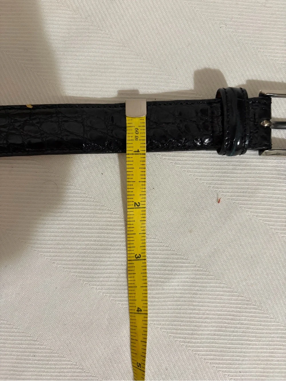 Trafalgar Black Belt Classic Vintage Embossed Leather Crocodile USA 34